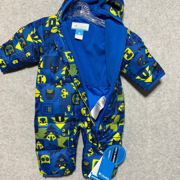 Columbia Snowsuit 3-6 months Snuggly Bunny Infant Bunting Blue Yellow Owls Fox - Picture 4 of 11